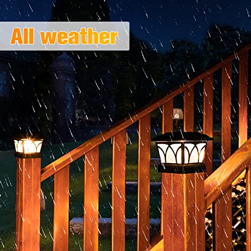 VOLISUN Solar Fence Post Cap Lights, Edison LED 2 Modes 8Pack,Slate Black | Solar powered lights fit 4x4/6x6 posts, ideal for garden, deck, mailbox, yard & porch outdoor decoration - color: Black, size: 8 pack