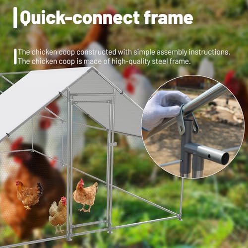 HEYTOWN Large Metal Chicken Coop Chicken Pen with Water-Resident and Anti-UV Cover Walk-in Poultry Cage Chicken Runs for Yard with Cover Duck Rabbit Dog House Outdoor - size: 19.7"L x 9.8"W x 6.5"H