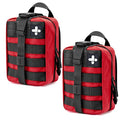 2-Pack First Aid Pouch 1000D Nylon Tactical Molle Medical Pouch Utility Pouch for Outdoor Activities Medical Supplies Bag Only - color: Red