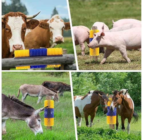 2/4PCS Livestock Massage Brush, Horse Cow Goat Pet GroomingTools | Durable livestock massage brush with 8 screws, ideal for horses, cows and goats grooming, cleaning - size: 4pack
