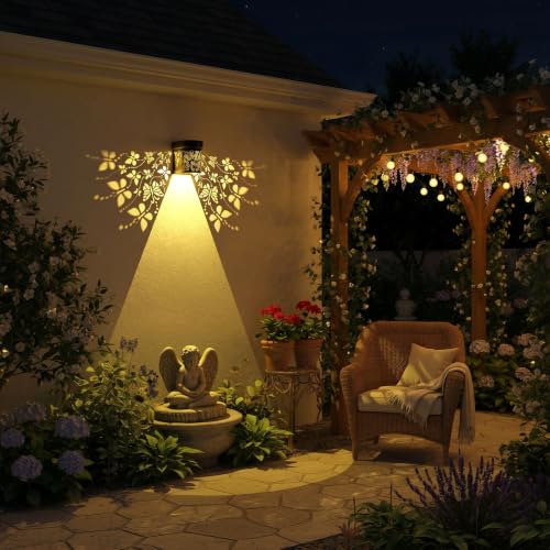 2Pk Solar Fence Lights Outdoor Wall Lights Butterfly Theme Decor | Solar Powered Deck Step Lights for Garden Post Patio Yard Decor, Metal+Plastic IP55 Waterproof, Gardening Gifts for Women