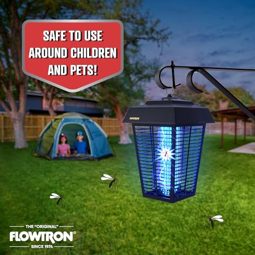 Flowtron Bug Zapper, 1.5 Acre Outdoor, Two 40W UV Bulb, 5600V, Octenol Lure | Bug zapper for large yards, farms, and wooded areas - UV and octenol lure clears mosquitoes and flies - UL certified - color: Black