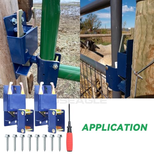 [Upgraded] 2 Pack Blue S16100100 Two Way Lockable Gate Latch | Include Hardware and Screwdriver, for Farm Gate Latch, Metal Gates with 1-5/8" to 2" Diameter Round Tubes - color: A06 xS16100300 Gate Latch for 1-5/8" to 2" Tubes