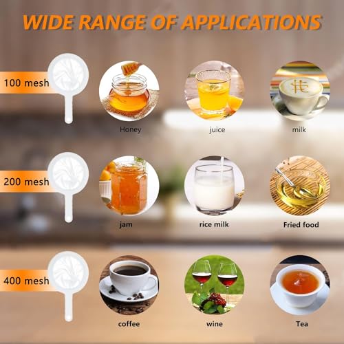 Kitchen Ultra-Fine Nylon Mesh Strainer 10 Inch (100mesh+200mesh+400mesh) | Plastic Sieve Fine Mesh with Handle, Kitchen Tool, For Soy Milk, Coffee, Milk, Yogurt, Juice, Tea Leaf Filter, Honey, Wine - size: 100mesh + 200mesh + 400mesh