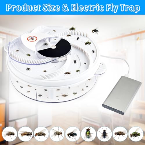 Qualirey Electric Fly Trap Automatic Rotating Insect Catcher,USB | Rotating Fly Gnat Trap Mechanism, UV Light Attracts Insects, Chemical-free Reusable for Outdoor Indoor Kitchens Patios - style: USB