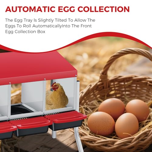 Chicken Nesting Boxes with Cleanable Pull-Out Trays, 3-Hole Wall Mount Roll Away Nest for Easy Cleaning & Egg Collection