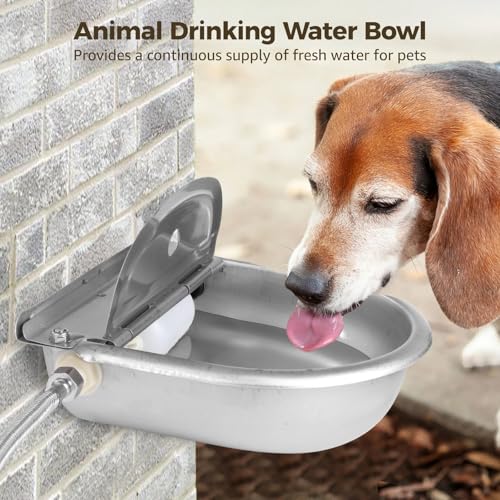 Automatic Animal Drinking Water Bowl, Water Trough 304 Stainless Steel Waterer Kit with Float Valve, 31.5 in Metal Pipe, Ideal Livestock Waterer for Cattle, Poultry, and More