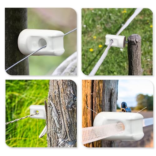 50 Pack Electric Fence Insulator Porcelain Insulator, Heavy Duty Ceramic Lag Screw Insulator Porcelain Lag Screw Insulator, Suitable for Wood Post Wire Farm Fencing Supplies - style: 50 PCS