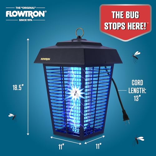 Flowtron Bug Zapper, 1.5 Acre Outdoor, Two 40W UV Bulb, 5600V, Octenol Lure | Bug zapper for large yards, farms, and wooded areas - UV and octenol lure clears mosquitoes and flies - UL certified - color: Black