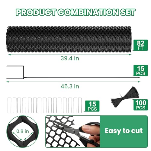 SUNYRISY 40in x 98.4ft Garden Mesh Fence Temporary Fencing | Outdoor Dog Fence with Steel Stakes, Chicken Fencing Plastic Netting Animal Barrier for Backyard Poultry Pet, Black Diamond - color: Black Diamond