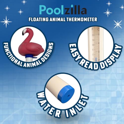 Floating Flamingo Thermometer - Pools, Spas, Hot tubs, Aquariums | Poolzilla Floating Flamingo Thermometer for Pools, Spas, Hottubs, & Aquariums - Shatter Resistant - color: Flamingo