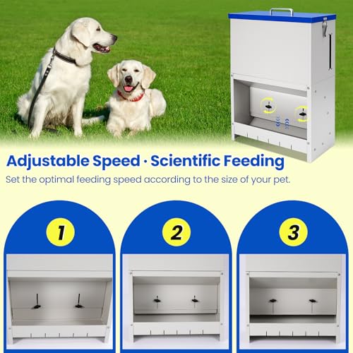 22lbs Gravity Dog Feeder - Automatic Dog Feeder Large Breed | Dog Food Dispenser,Adjustable Feeding Speed,Two Installation Method,Solid Material, Viewing Window Design,for Cat Dog