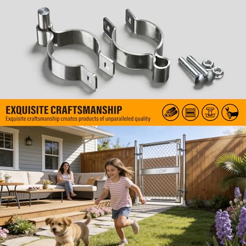 2 Pack 2-3/8" x 2-3/8" Chain Link Fence Gate Hinge, 304 Stainless Steel Heavy Duty Male Female Post Hinges with Bolts and Nuts - color: 2-3/8", size: 2-3/8"