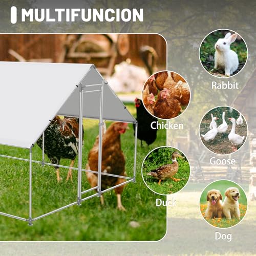 HEYTOWN Large Metal Chicken Coop Chicken Pen with Water-Resident and Anti-UV Cover Walk-in Poultry Cage Chicken Runs for Yard with Cover Duck Rabbit Dog House Outdoor - size: 19.7"L x 9.8"W x 6.5"H
