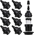 8 Pack E26 E27 Light Sockets, Black Threaded Keyless Lamp Socket | Medium Screw Base Lamp socket Replacement with Shade Ring, Retro Style E26 DIY Light Bulb Sockets Cover Pendant Lamps Holder