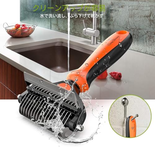 Spring Blossoms-2 in 1 Professional Grooming Rake for Cats & Dogs-Dematting Comb for Easy Mats & Tangles Removing,Pet Brush Safe No More Nasty Shedding and Flying Hair (Orange) - color: Orange