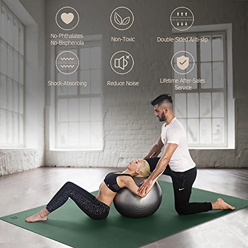 GXMMAT Large Yoga Mat 12'x6'/10'x6'/6'x8'(7mm), Extra Thick Workout Mats for Home Gym Flooring, Ultra Comfortable Non-Slip Quick Resilient Barefoot Wide Exercise Mat for Pilates, Stretching,Meditation - color: Green Jasper, size: 6*12 FT