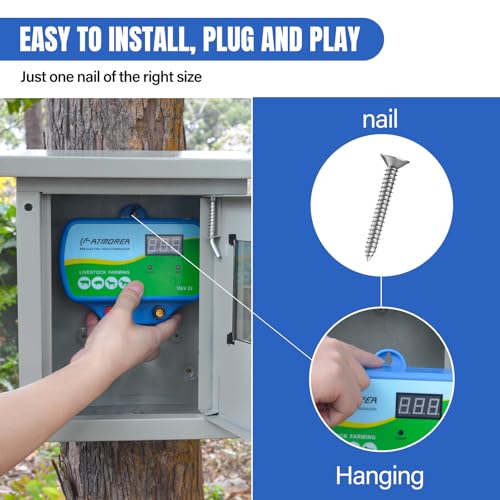Electric Fence Charger 11kV Powerful Energizer ，2 Joules Energy Output with LED Display - Multi-Powered Ideal for Livestock, Pet, Poultry, Gardens, Orchards Protection