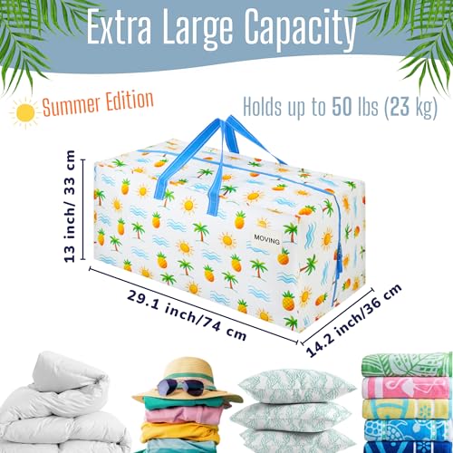 VENO 6 Pack Heavy Duty Moving Bags with Backpack Straps, Zippers & Handles, Extra Large Packing Bags for College Dorm Essentials, Moving Supplies Alternative to Cardboard Moving Boxes - color: Tropical Island, size: 6 Pack