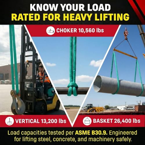 VR2 6ft Green Endless Round Polyester Rigging Sling | USA Made, Double-Ply Cover, for Lifting & Material Handling, Capacity: 5,300 lb Vertical, 4,240 lb Choker, 10,600 lb Basket - size: 6 ft