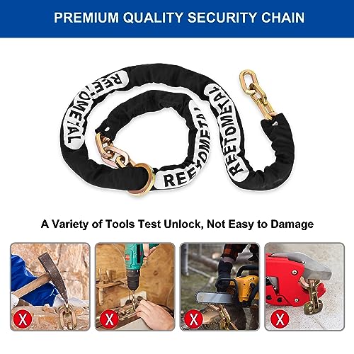 Heavy Duty Security Chain, 6 Foot x 3/8" Thick | Hardened Steel, Cut Proof, Anti-Theft Lock Chain, For Motorcycles, Bicycles, ATVs, Trailers, Containers - size: 6ft chain without lock