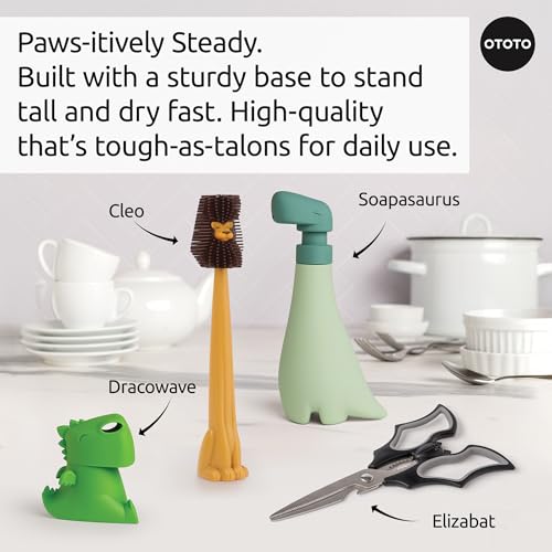 OTOTO Cleo Dish & Water Bottle Brush – Silicone Baby Bottle Brush, Water Bottle Cleaner, Dish Brush with Long Handle, Cute Lion Design, Crevice Cleaning Brush, Baby Essentials, Kitchen Gadgets - style: Cleo