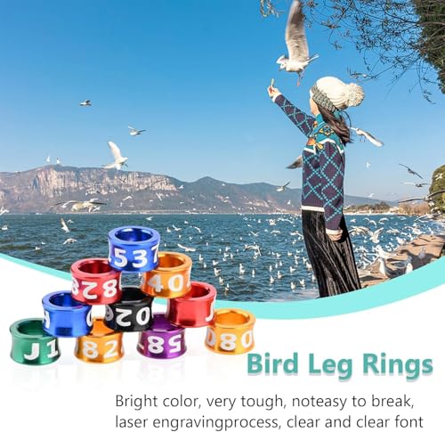 Bird Leg Bands Ring Tags Aluminum Alloy Closed Ring Bird Identification Leg Rings for Hibiscus Birds,Parrots,Peonies,etc.Mixed Colors 50 Per Pack(ID4.0MM) - size: ID4.0MM