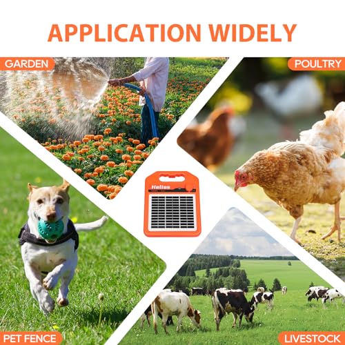 MINI400 30 Miles Solar Electric Fence Charger, 0.4 Joule Solar Electric Fence for Livestock, Horses, Cattle Sheep, Solar Fence Charger with Day or Night Mode, Easy Installation - size: MINI400
