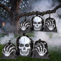 Qilery 6 pack Halloween Skull Leaf Lawn Bags for Outdoor Decorations Plastic Zombie Trash Bags with Skeleton Hand & Twist Ties for Lawn Yard Garden Patio and Party Decor - style: Skull