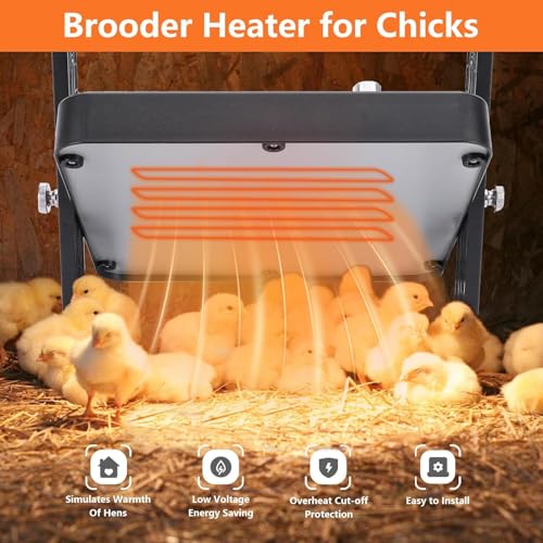 Brooder Plate for Chicks, 10"X10" Chick Brooder Heater Plate with Adjustable Temp, Height & Angle, Brooder Heating Plate for 15 Chicks, Ducklings, Goslings, Quails and Other Small Poultry