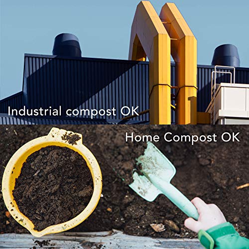 Compostable Trash Bags 13 Gallon, Tall Kitchen Food Waste Bags, US BPI ASTM D6400 and Europe OK Compost Home Certified, Heavy-Duty, 49.2 Liter, 100 Count, Extra Thick - size: 100 Count (Pack of 1), style: 13 Gallon