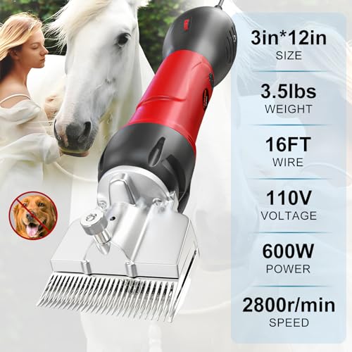 Horse Clippers,600W Professional Electric Horse Grooming Kit, Shaving Equine Clippers for Horses Goat Cattle Large Thick Coat Animals,6 Speeds Heavy Duty Farm Livestock Haircut Trimmer - size: HorseClippers