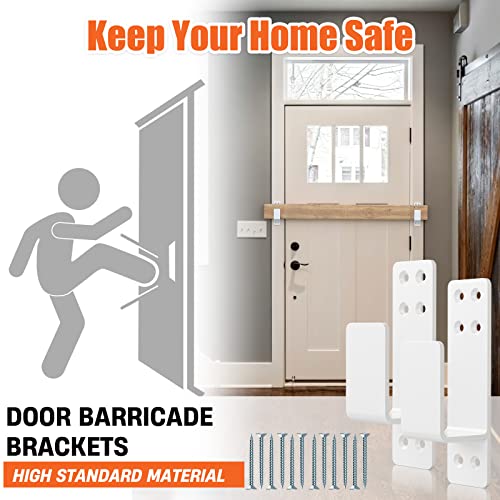 2x4 Door Barricade Brackets, Heavy Duty 2pcs, White | Door Bar Holder Brackets for Home Security - color: White