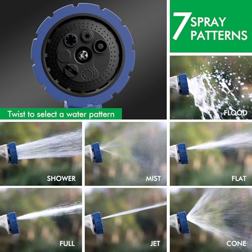 RESTMO Heavy Duty Hose Nozzle, Metal Garden Water Hose Sprayer | 7 Watering Patterns, Easy Thumb Control, On Off Valve, Leak Proof Nozzle Sprayer for Watering Plants, Washing Car & Pet - color: Blue
