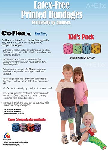 Andover CO-Flex NL 4"x5Yds Tan Flesh 3-Pack Cohesive Flexible Elastic Latex Free Bandage Compression Self Adherent Wrap Adults Children Animals Pets Cats Dogs Horses 5400TN