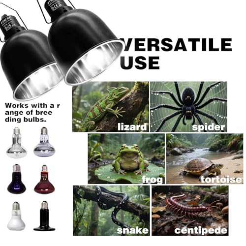 5.5-Inch Reptile Heat Lamp Fixture (2 Packs) Dual-Switch Reptile Light Fixture Reptile Heat lamp Single Fixture Max 200W Power E26