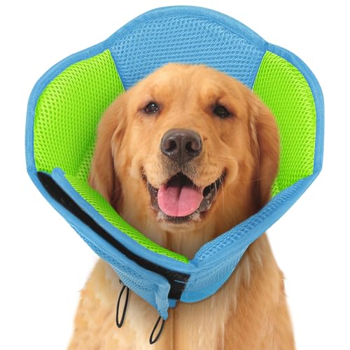 Dog Cones for Large Dogs, Soft Pet Cone Stop Licking After Surgery, Adjustable Pet E-Collar Alternative for Wound Healing, Light Blue X-Large - color: Light Blue, size: X-Large