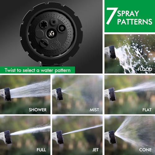 RESTMO Heavy Duty Hose Nozzle, Metal Garden Water Hose Sprayer | 7 Watering Patterns, Thumb Control, On Off Valve, Leak Proof Nozzle Sprayer for Watering Plants, Car & Pet Washing, Silver - color: Silver