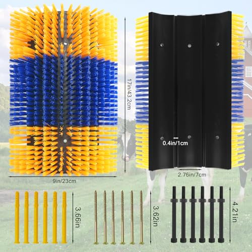 Livestock Scratching Brush Upgraded Large Cow Scratcher Tool Anti-Itch Tool Massage Grooming Cattle Brush With 12 Screws For Horses，Goat,Cattle,Cow,Sheep, Pigs（1pack） - size: 1pack
