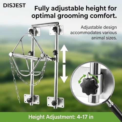 Heavy Duty Adjustable Stainless Steel Sturdy Goat Sheep Stand | Premium Reinforced Stainless Steel Livestock Trimming Goat Stand, 4-17.7 Inches Adjustable Height Animal Care Feeder Unit