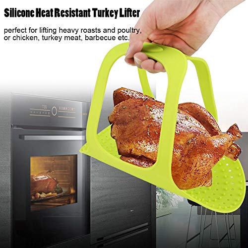 Haofy Silicone Turkey Lifter Heat Resistant -40¡ãC to 260¡ãC Non-Stick Reusable for Roast Chicken Lifting, Thanksgiving Turkey Roasting, Sunday Family Oven Baking - color: Green