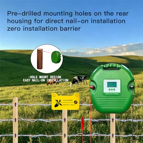 12KV High Joule Livestock Energizer, AC DC Solar Pasture | Electric Fence Charger 40km 25-100 acre, cattle horse; heavy-duty rugged, apiary bear protection, LCD alert, plug-and-play