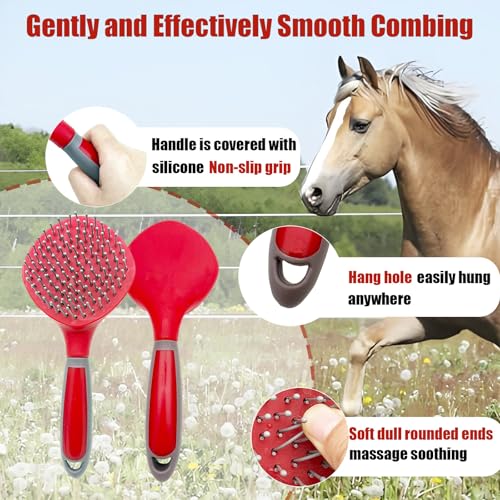 Horse Mane & Tail Combs Horse Brushes Shedding Brush Grooming Tool for Thick Coats Equine Long Haired Dogs