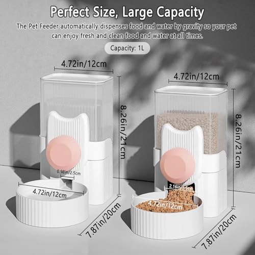 kathson Rabbit Feeder for Cage,Bunny Water Bottle,Pet Food Dispenser,Pink | Gravity Automatic Guinea Pig Feeder Waterer Set,Hanging Small Pet Food Bowl Feeding Station for Ferret Chinchilla Cat Puppy - color: Pink