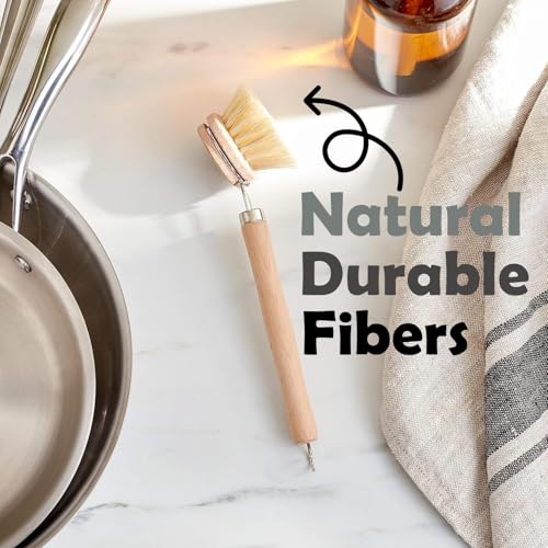 Fox Run 74906 Natural Dish Brush, Tampico Fiber Bristles Brown, 9" - color: Tan, size: 9" Tampico Fiber Dish Brush