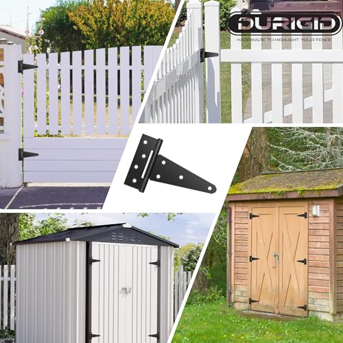 2 Pack 6 Inch T Hinge, Heavy Duty Hinges for Wood, Gate Hinge, Shed Door Hardware, Fence Hinges for Outdoor Gates, Barn Door, Ideal Outdoor Useage - size: 6 Inch