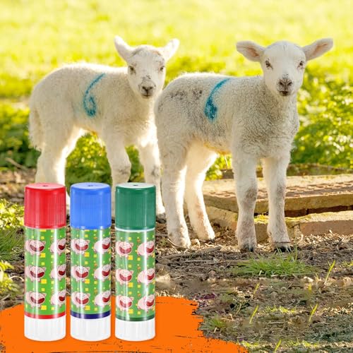 M METERXITY 3-Pack Livestock Marker, 11.4 Cm/4.5 Inches Length Medium Animal Crayons for Pig Cattle Cow Sheep Supplies, Farming Livestock Marking Accessory [Red/Green/Blue]