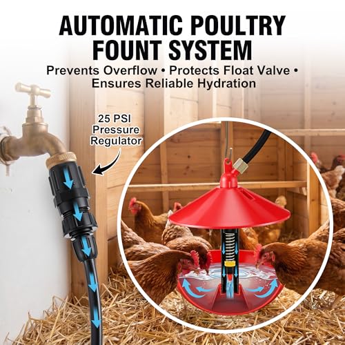 Automatic Poultry Waterer System with Tubing | Complete Watering System, Automatic Refill, Poultry Coop Supply, Easy Setup