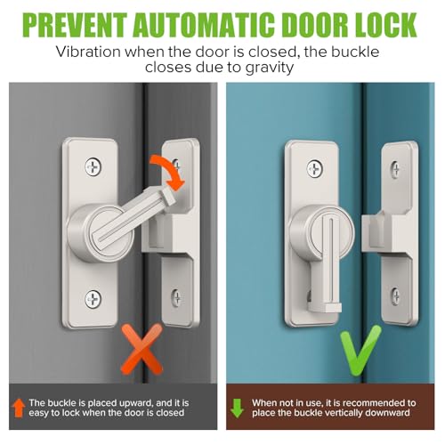 Barn Door Lock Hardware, 90 Degree Flip Latch Privacy Lock, Nickel-2PCS | Heavy Duty Zinc Alloy Sliding Barn Door Latch for Bathroom, Bedroom, Closet, Garage, Shed and Gate - color: Nickel-2PCS