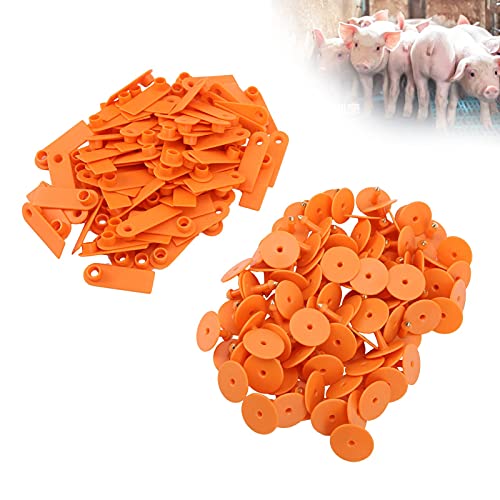 100PCS Cattle Ear Tags, Blank Cattle Ear Tags TPU Cow Ear Tags Farm Goat Ear Tags Livestock Large Size Livestock Identification Ear Tags for Identification Cattle,Sheep Goat, Pig(Orange) - color: Orange